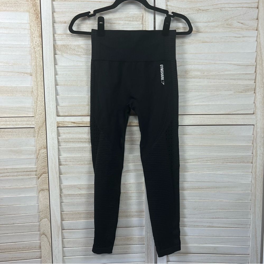 Gymshark Lasercut Perforated Black Workout Leggings Medium